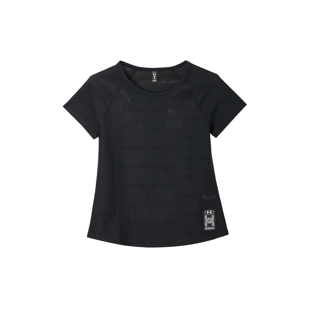 Under Armour Letter Print Breathable Sports Casual Short Sleeve Raglan T-Shirt Women Tops Black 1382183-001