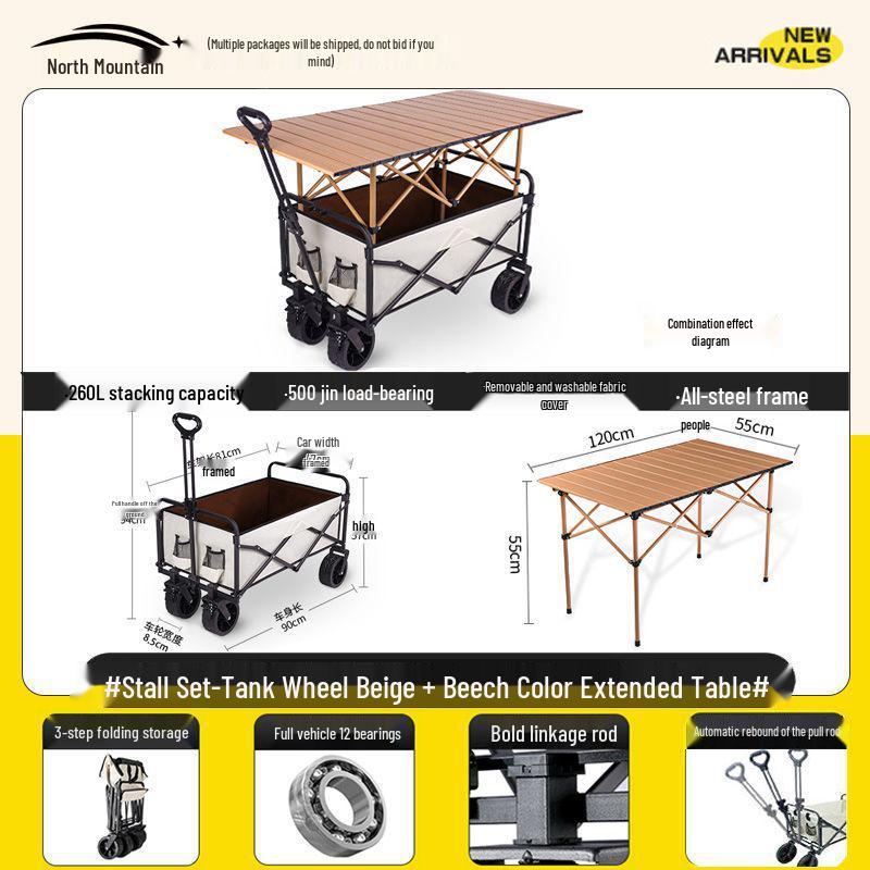 Faltbarer Outdoor-Camping-Handwagen und Picknick-Trolley