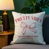Korean Trendy Bow Pillow Case Plush Fabric Soft Double Sided Print Home Sofa High Quality Cushion Cover Throw