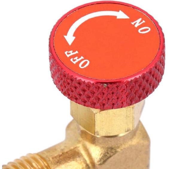 PolaLander 1pc R410A Air Conditioning Refrigerant Valve Adapter 1/4" SAE Male To 5/16" SAE Female Charging Hose Flow Control Valves