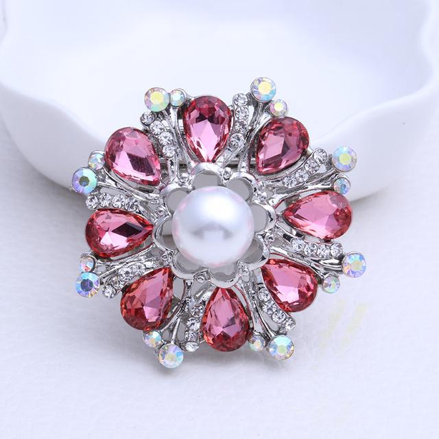 Dual -Purpose Silk Scarf Buckle Colorful Glass Silk Scarf Buckle Rhinestone Brooch Multi -Purpose Four -Color Optional Flower Shape