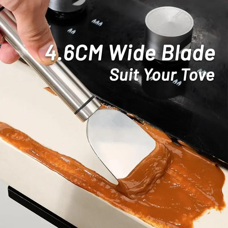 Stainless Steel Multi-Purpose Scraper Spatula - For Tile, Floor, Glass Deglue & Kitchen Refrigerator Cleaning Tools