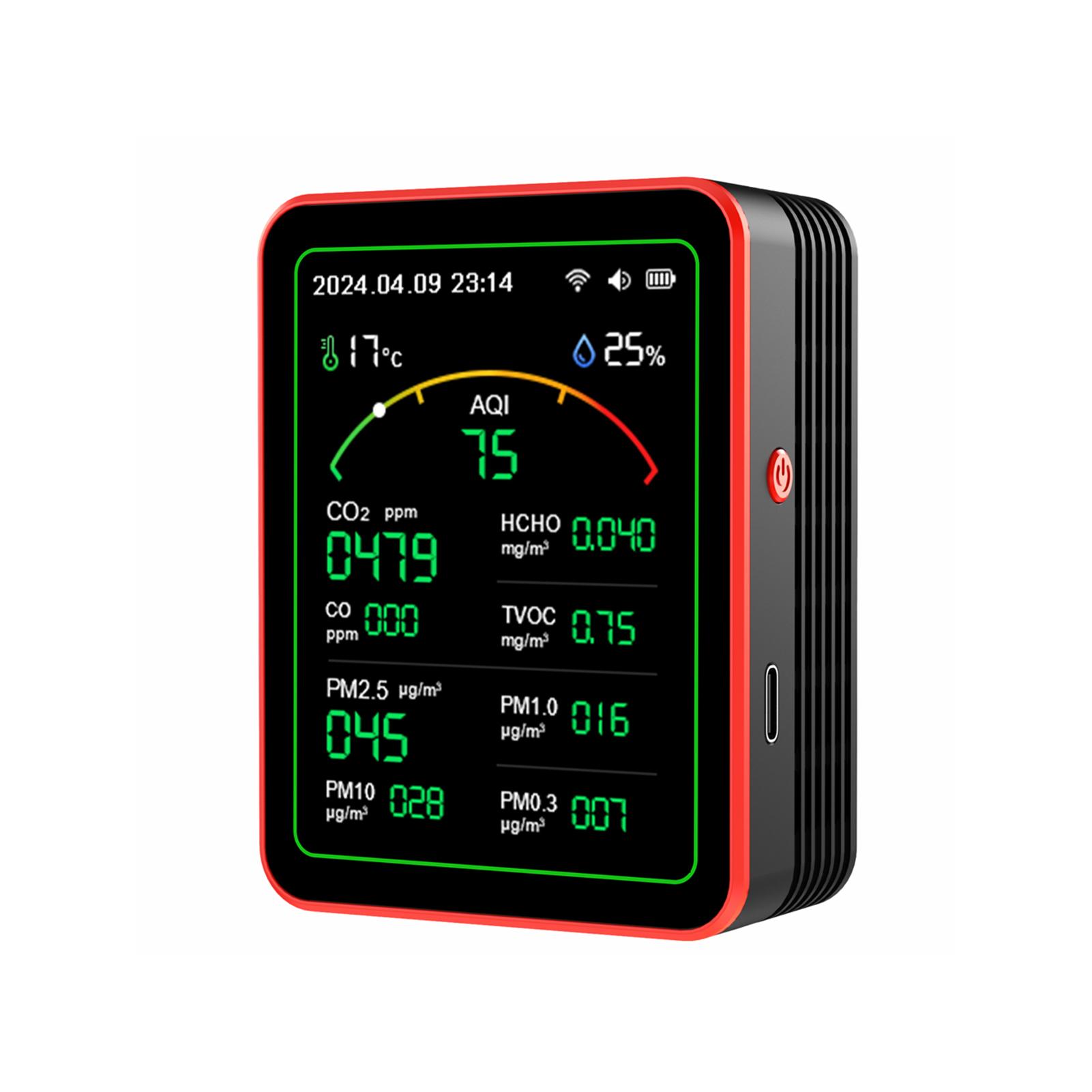 

15-in-1 Air Quality Monitor Tuya WiFi CO/CO2/HCHO/TVOC/AQI/PM0.3/PM1.0/PM2.5/PM10/Temperature/Humidity/AQI Air Quality Tester