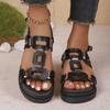 New Women's Shoes Double Buckle Platform One-word Sandals Women's Retro Casual and Lightweight Beach Sandals