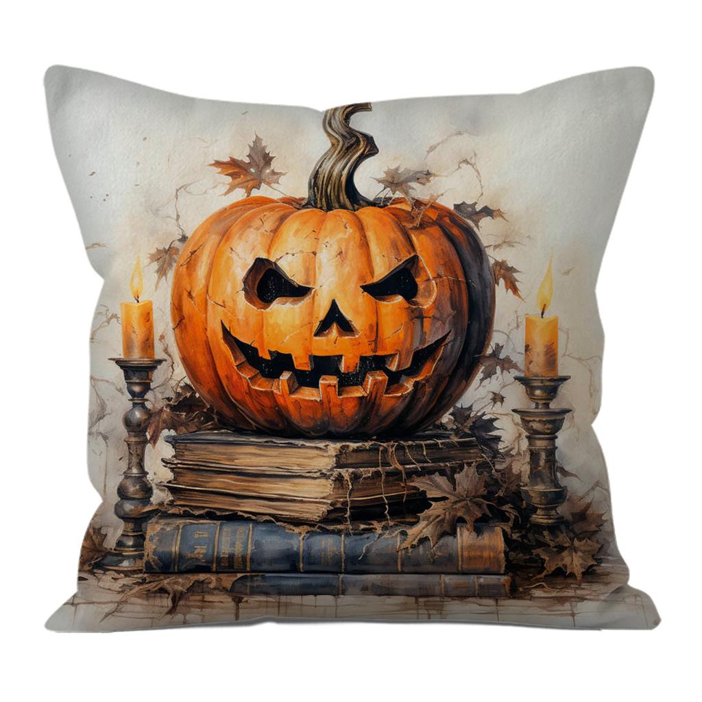 1pc Halloween Pillowcase Terrifying Decoration Black Cat Spider Terrifying Pumpkin Witch Hat Design