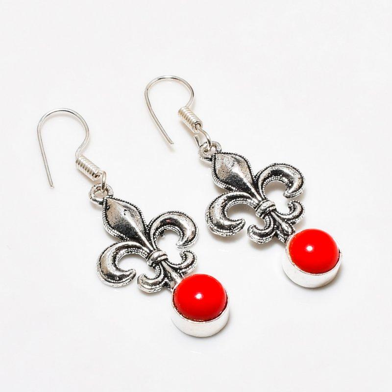 

Ювелирные серьги ручной работы с итальянским красным кораллом, посеребренные 925 пробы, 1,89 дюйма