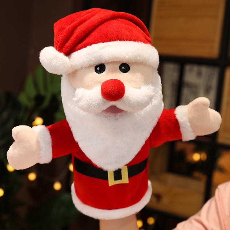 Weihnachts-Handpuppe Weihnachtsmann Plüschtier Niedlicher Lustiger Elch Schneemann Party Feiertag Festival Geburtstagsgeschenk für Kinder