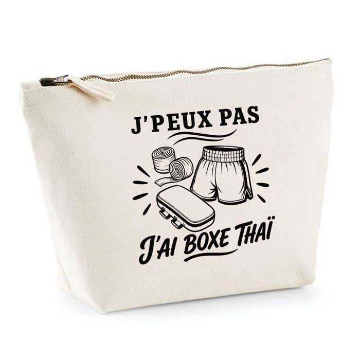 Trousse de toilette - PLANETEE - J'peux pas minimaliste - Beige - 100% coton - 3 L - Zip métal