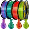 Tri-Colors Silk PLA 3D Printer Filament, PLA Filament 1.75mm, Dimensional Accuracy +/- 0.02 Mm, 1KG, Coextrusion 3D Filament