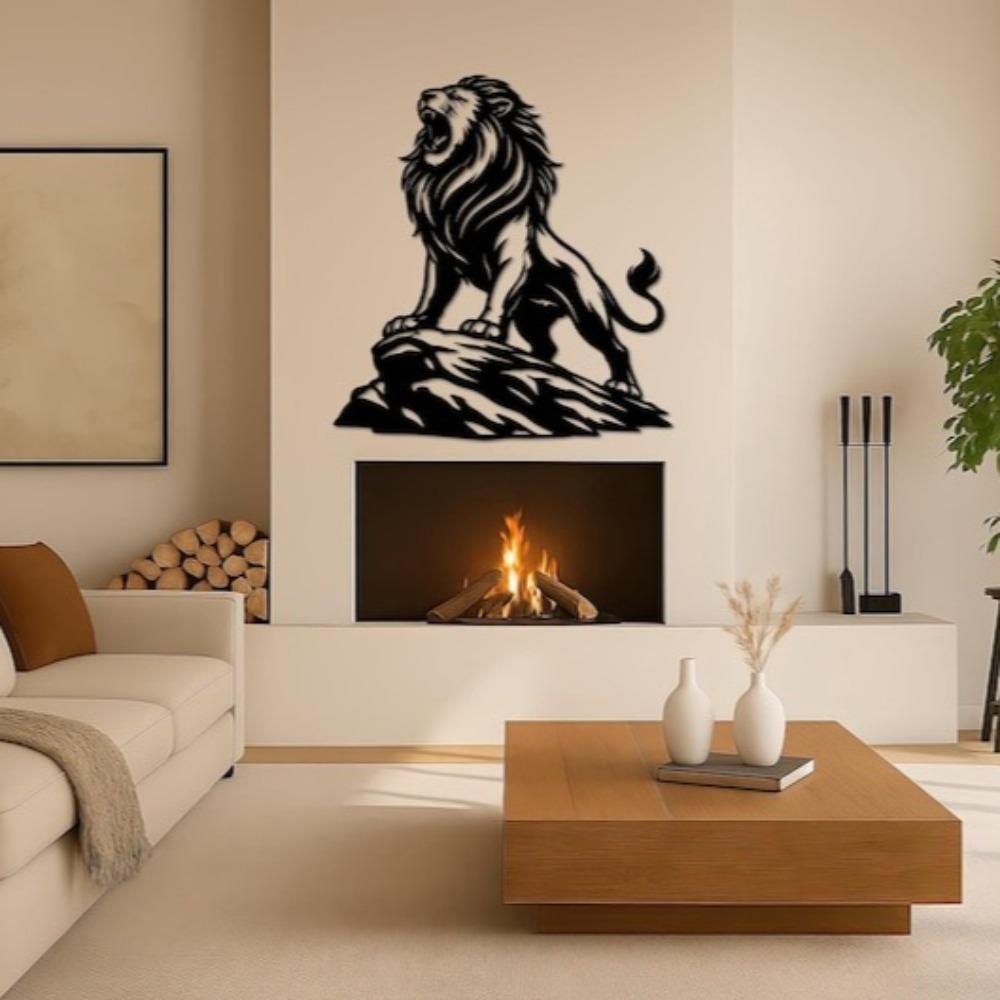 Metal Lion Wall Art, Roaring Jungle King Decor, Powerful Wildlife Metal Wall Sculpture, Animal Home Decoration