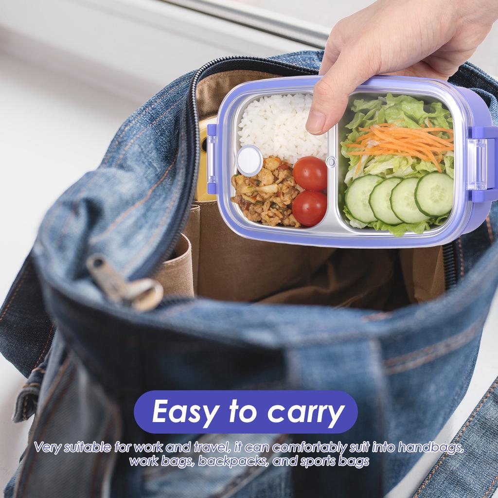 540 ML Lunchbox 304 Edelstahl Bento Boxen 2 Fächer Lebensmittelbehälter mit auslaufsicheren Deckeln für Studenten Büroangestellte