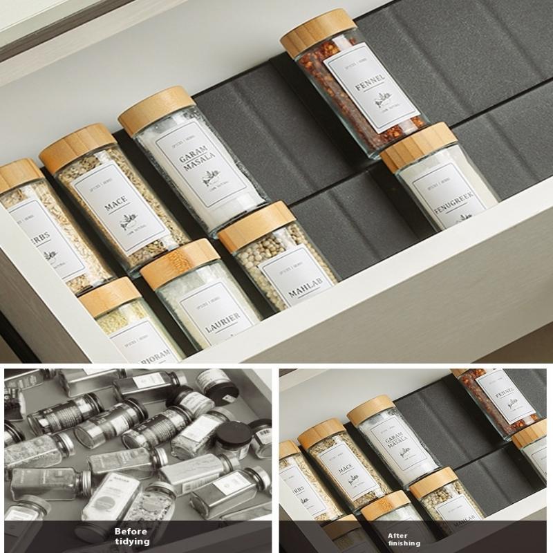 2/4/8Pcs Kitchen Spice Drawer Organizer Adjustable Spice Rack For Spice Jars Seasoning Bottles Cabinet Pantry Kitchen Organizer