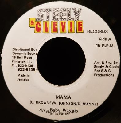 7inch Record BABY WAYNE - Mama NONE Steely & Clevie 1992 Jamaica Reggae, Ska & Dub Used