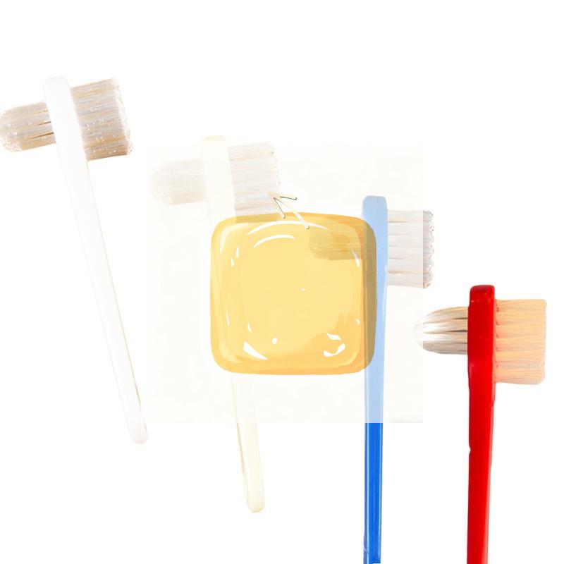 1Pcs T-shape Denture Dedicated Brush Toothbrush Dual Head False Teeth Brushes Cleaner