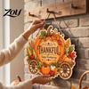 Gift for Friends Family Thanksgiving Front Door Hanging Sign, Pumpkin Turkey Pattern Hanger, Autumn Farmhouse Style Porch Decor Harvest Wall Ornament