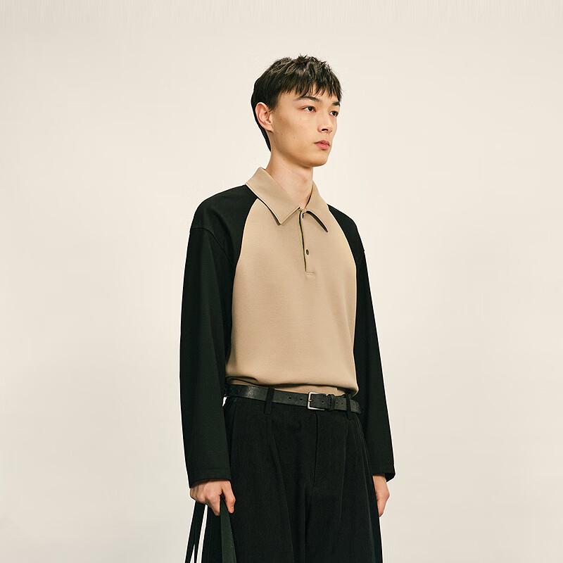 Men's H-Type Polo Collar Long Sleeve Pullover Sweatshirt