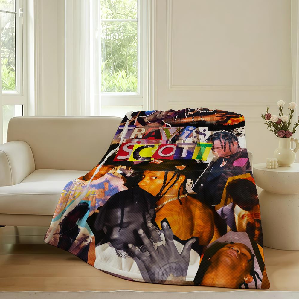 

American rapper T travis S scott Blanket For Sofa Office Bed Plane Travel Sleep Read Relax Camping Soft And Warm 75x90cm
