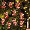 Xmas Holiday Party Supplies Christmas Elk Ornaments, 2D Flat Wooden Cute Reindeer Hanging Decoration, Cartoon Wood Deer Decorations Pendants with Hat