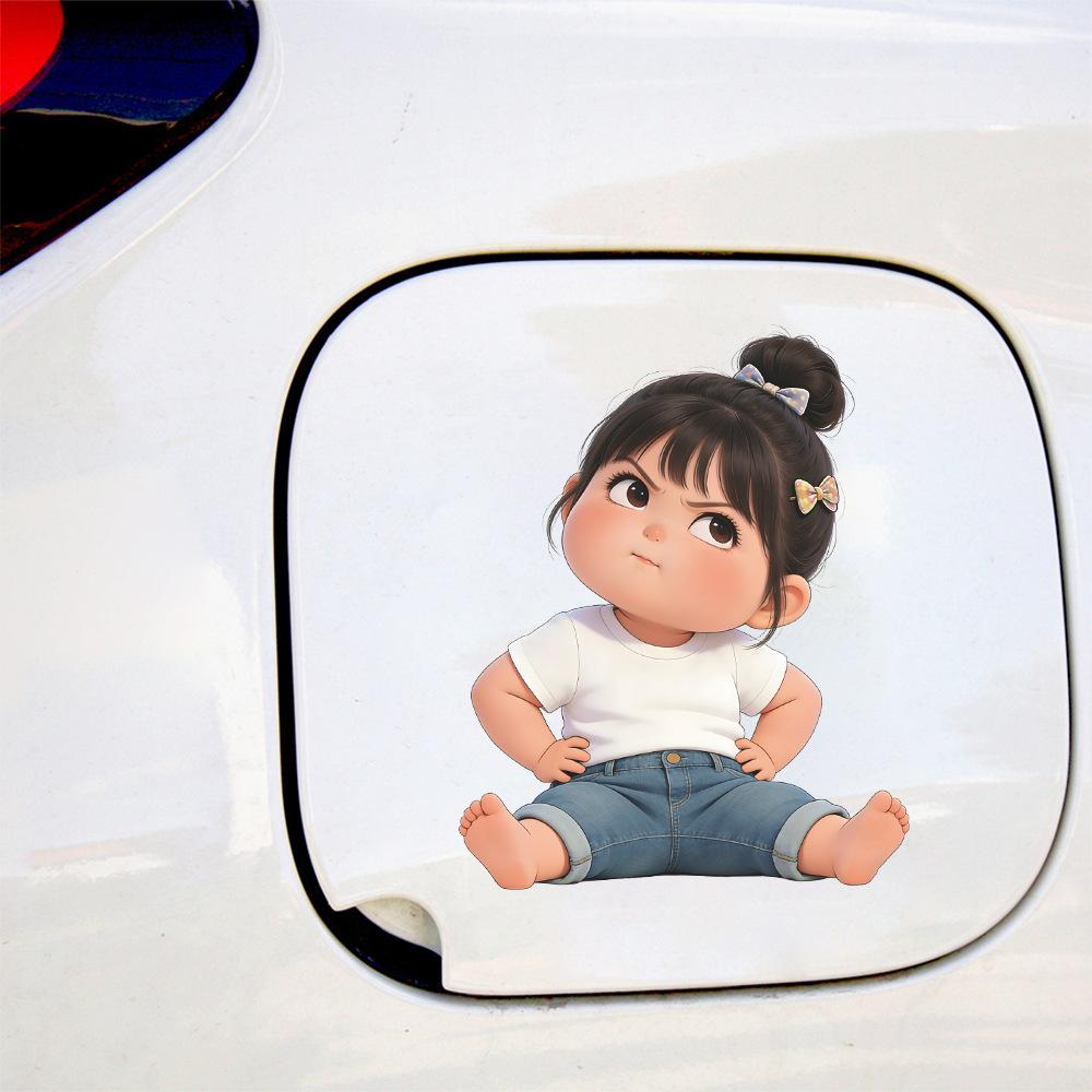 Simulation of Cute Girl Car Fuel Tank Beautification Decoration Sticker