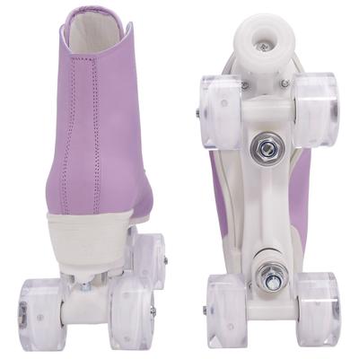 Zapatillas de Patinaje Deslizante de 4 Ruedas Talla 31 32 33 34 Rosa Púrpura Mujer Niños Patines de Doble Fila Rosa Púrpura Cuero Transpirable