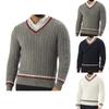 Men's Big Size Knitting Long Sleeves Twisted Flower Pullover Sweater