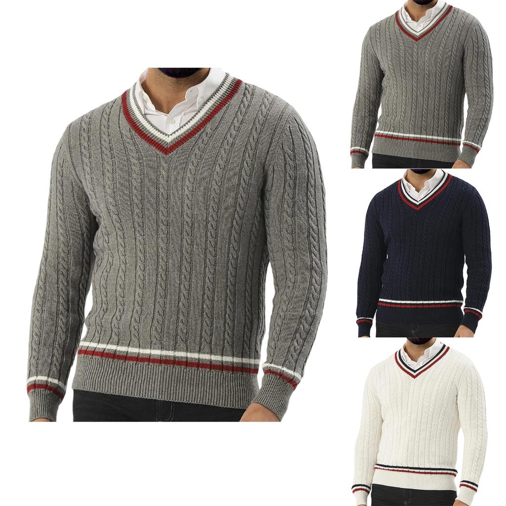Men's   Big Size  Knitting  Long Sleeves  Twisted Flower  Pullover  Sweater