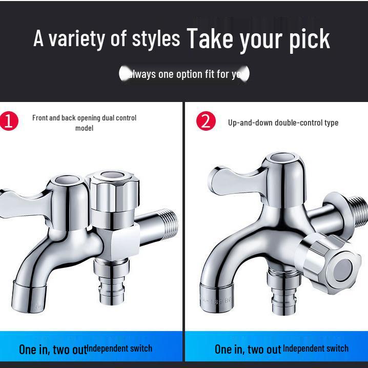 Dual-Outlet 4-Point Washing Machine Faucet with Household Switch