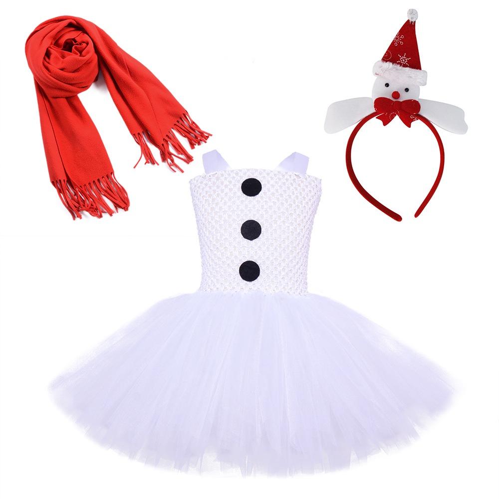 Snow Treasure Princess Girl's Ice And Snow Dance Skirt Christmas Snowman Costume