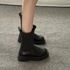 Stiefel Damen Frühling und Herbst Einzelstiefel Muffin Dicke Sohle Chelsea Kurze Stiefel Mittelhohe Stiefel Smoke Tube Stiefel