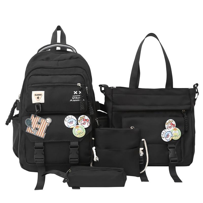 New Student Schoolbags Fashionable and Trendy Color Blocking Backpacks  Multi Piece Set  Large Capacity Primary and Secondary School Schoolbags
