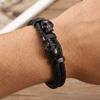 Punk Style Leather Braided Bracelets Unique Magnetic Hand Chain Gothic Skull Wristband  Anniversary
