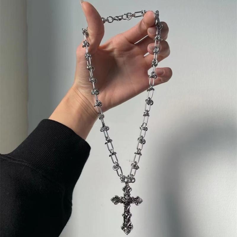 Gothic Dark Style Cross Pendant Necklace Rock Punk Goth Fashion Necklaces For Women Men Jewellery Design Mystical Gifts