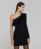 LADY VOLUME Flare One Shoulder Dress_Black