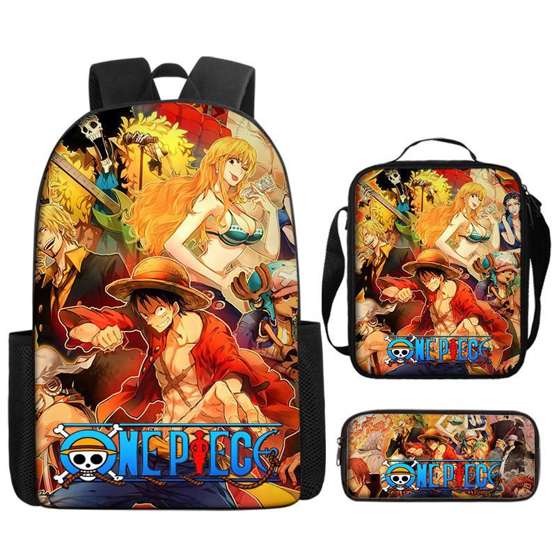 One Piece Piece Anime School Backpack With Air Cushion Straps And Durable Material For Children