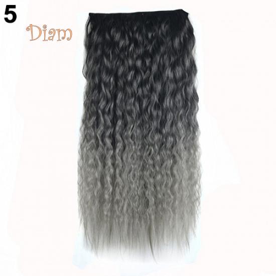 Tenfyer Extension de cheveux à clipser, longs et sexy, dégradés de couleurs, ondulés et bouclés, pour femmes, 60 cm