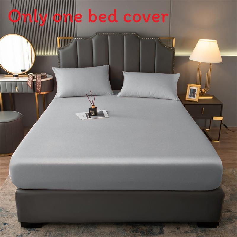 

Simple Solid Color Polyester Bed Sheet With Dustproof Barrier For Bedroom Decor 99x190cm світло-сірий колір