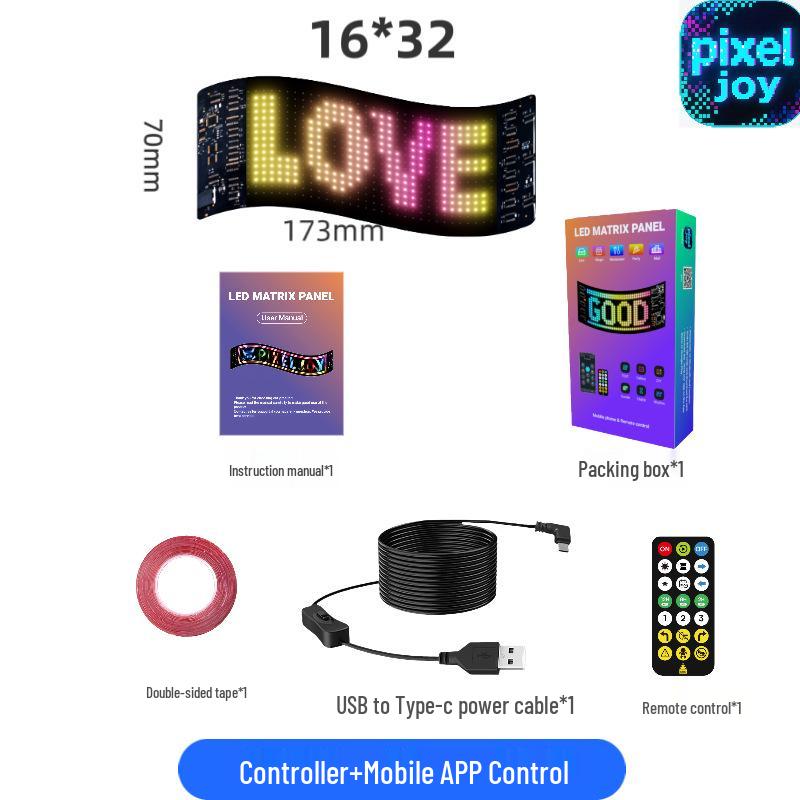 LED Full-Color Bluetooth Interactive Car Screen Sticker - Waterproof & DIY