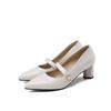 Beige Women Pumps Pointed Toe Med Heels Office Shoes Small Big Plus Size 30 48