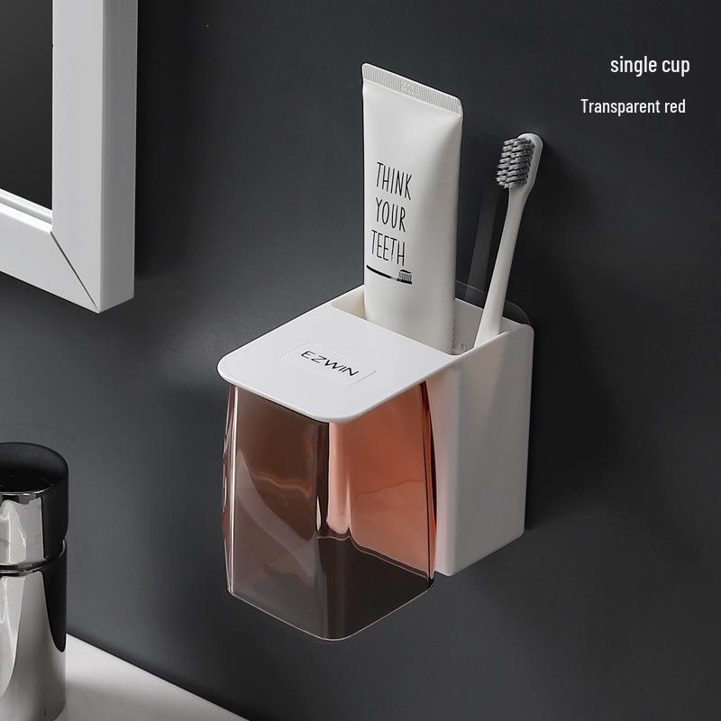 Magnetic Wall-Mounted Toothbrush and Mouthwash Cup Holder Set