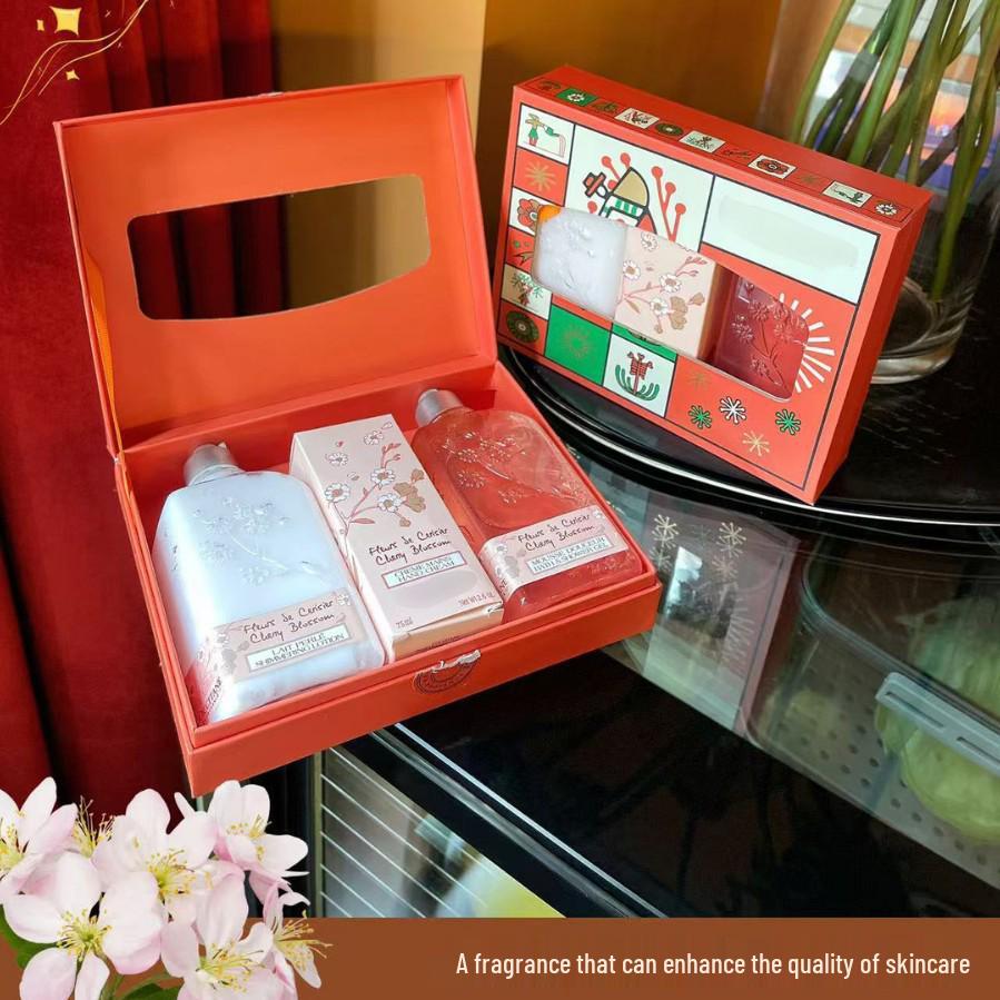 Oushujia Shower Gel, Body Lotion & Hand Cream Set - Holiday Gift Box.