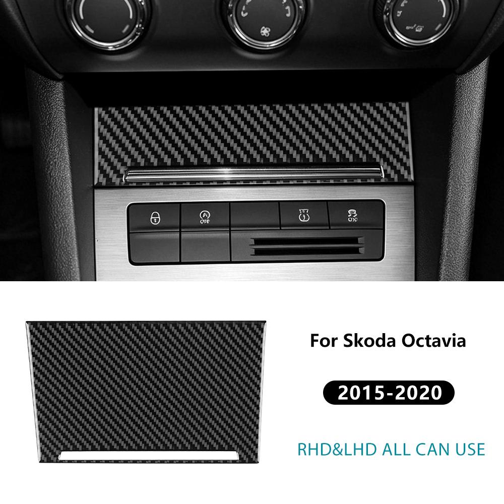 Soft Carbon Fiber Gear Shift Storage Panel Cover Trim for Skoda Octavia 2015 2016 2017 2018 2019 2020 Car Interior Accessories.
