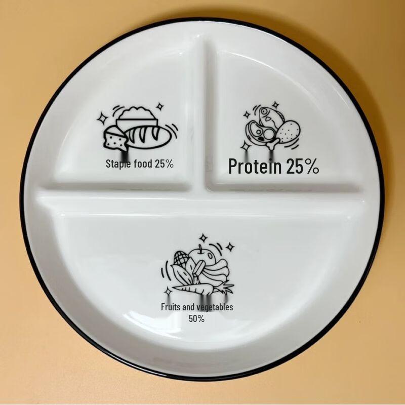 Prato de Refeição Cerâmico Nierxin com 3 Compartimentos para Controle de Porções