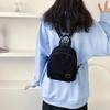 Mochila Veludo Rucksack Cor Sólida Bolsa Escolar para Trabalho Escola Biblioteca