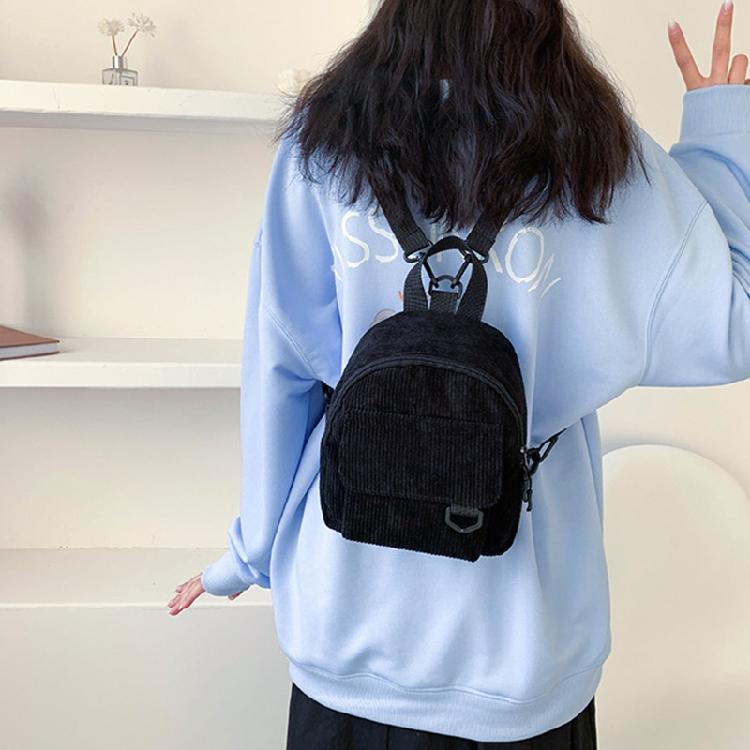 Mochila Veludo Rucksack Cor Sólida Bolsa Escolar para Trabalho Escola Biblioteca