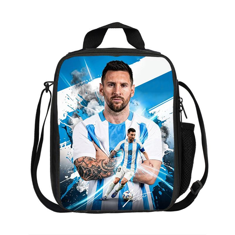 Lunchtassen Voetbal Sport Voedsel Bewaartassen M-Messi Thermische Tas Voetbalster Geïsoleerde Lunchcontainer Lekvrije Tote Lunchbox