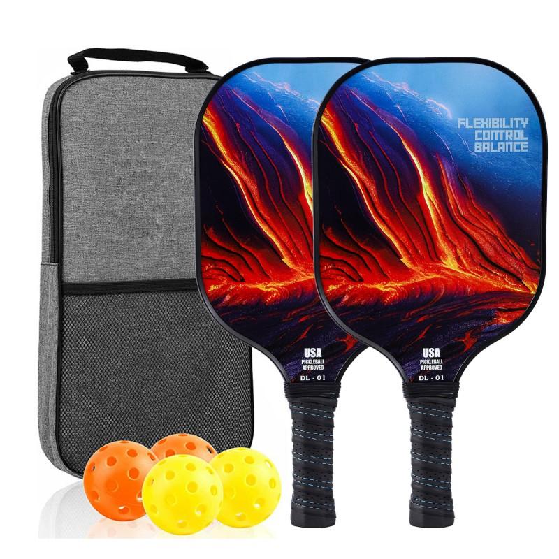 Glass Fiber Pickleball Paddle Set With Carry Bag 2 Paddles 4 Balls Outdoor Racquet Sport Equipment Beginners Recreational