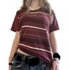 T-shirt Estiva da Donna a Maniche Corte con Stampa a Strisce Americane, Maglietta da Ragazza Girocollo, T-shirt da Donna per Sport all'Aperto
