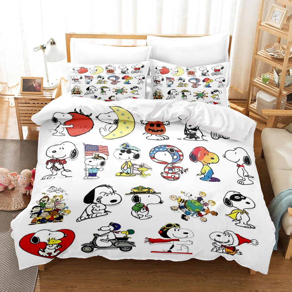 Snoopy Anime, Home Bedroom Comforte Nordic polyester material, suitable for children and adults, 3-piece set