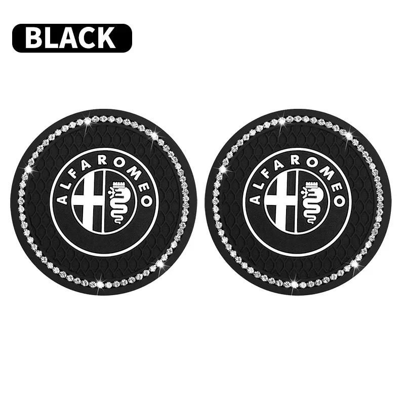 1/2Pcs Car Non-slip Water Cup Pad Diamond Rhinestone Bling Decoration For Alfa Romeo Giulia Stelvio Giulietta 156 159 147 Mito