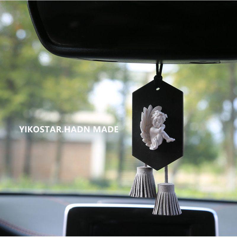 

INS Cold Nordic Style Angel Fragrant Stone Pendant Black and White Angel with Knees